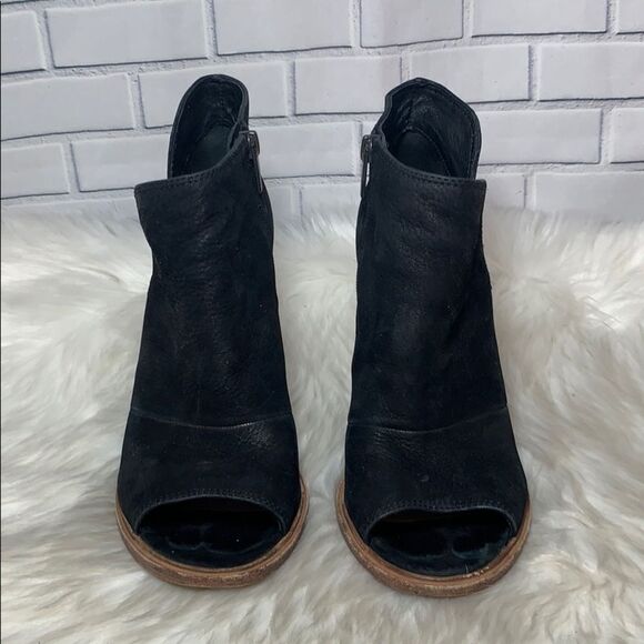 Vince Camuto Katleen Black Suede Peep Toe Bootie - Picture 2 of 6